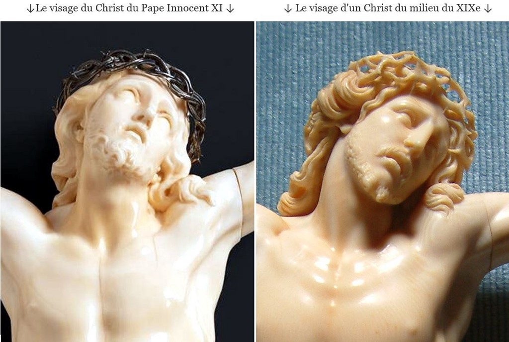 Le visage du Christ du Pape Innocent XI et  Le visage d'un Christ du milieu du XIXe 