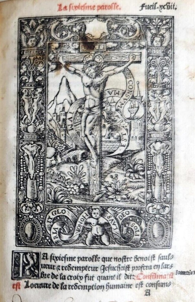 1535 POST-INCUNABULA ILLUSTRATED ANTIQUE IN FRENCH BY JEAN DE GAGNY VELLUM BOUND
