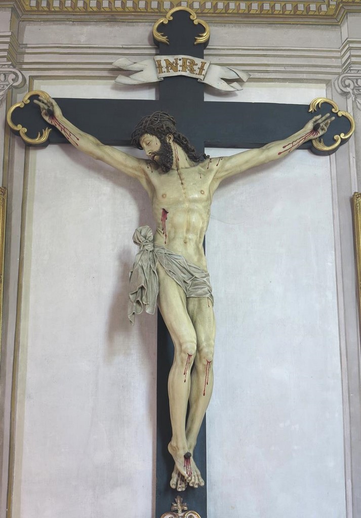 Laymann-Kruzifix von Bartholomäus Steinle, 1614, in der Pfarrkirche von Elmen