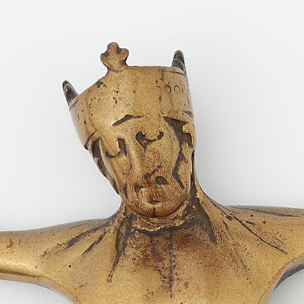 A French Gothic bronze crucifix