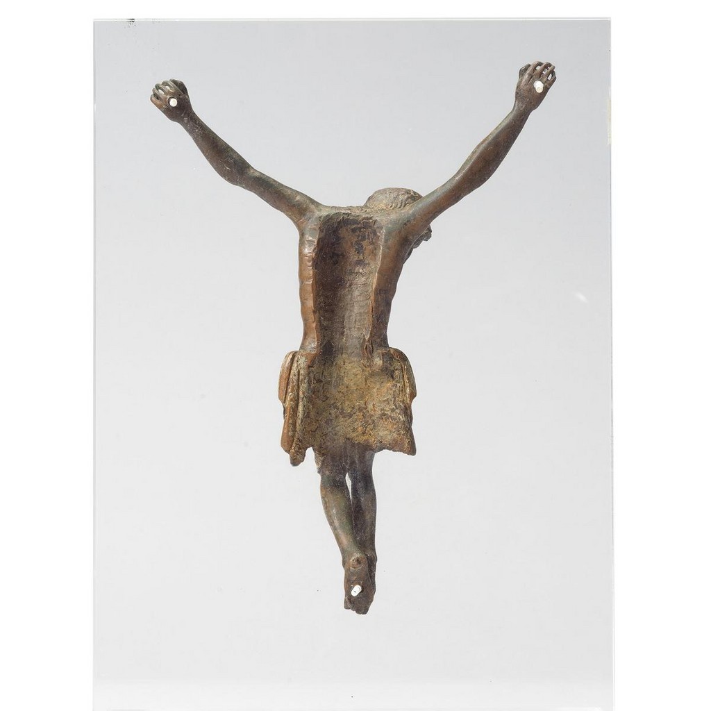 A partially painted bronze Corpus Christi Cristo Morto South German or North Italian 14th-15th century Back
