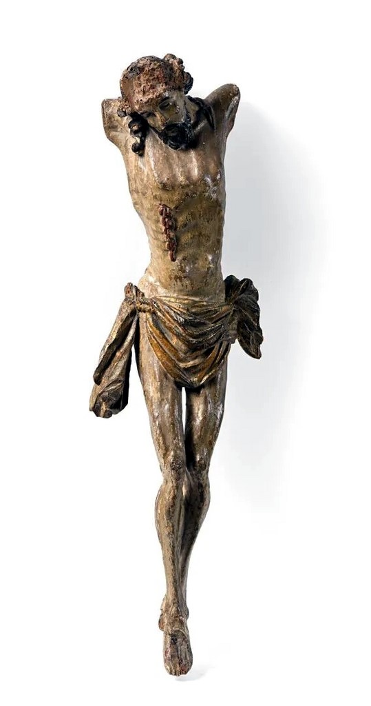 Christ en bois sculpté, polychromé et doré