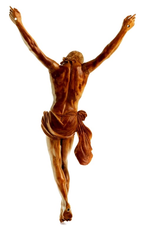 Croix Crucifix reliquaire en placage d ébène à décor de filets de laiton Détails Christ