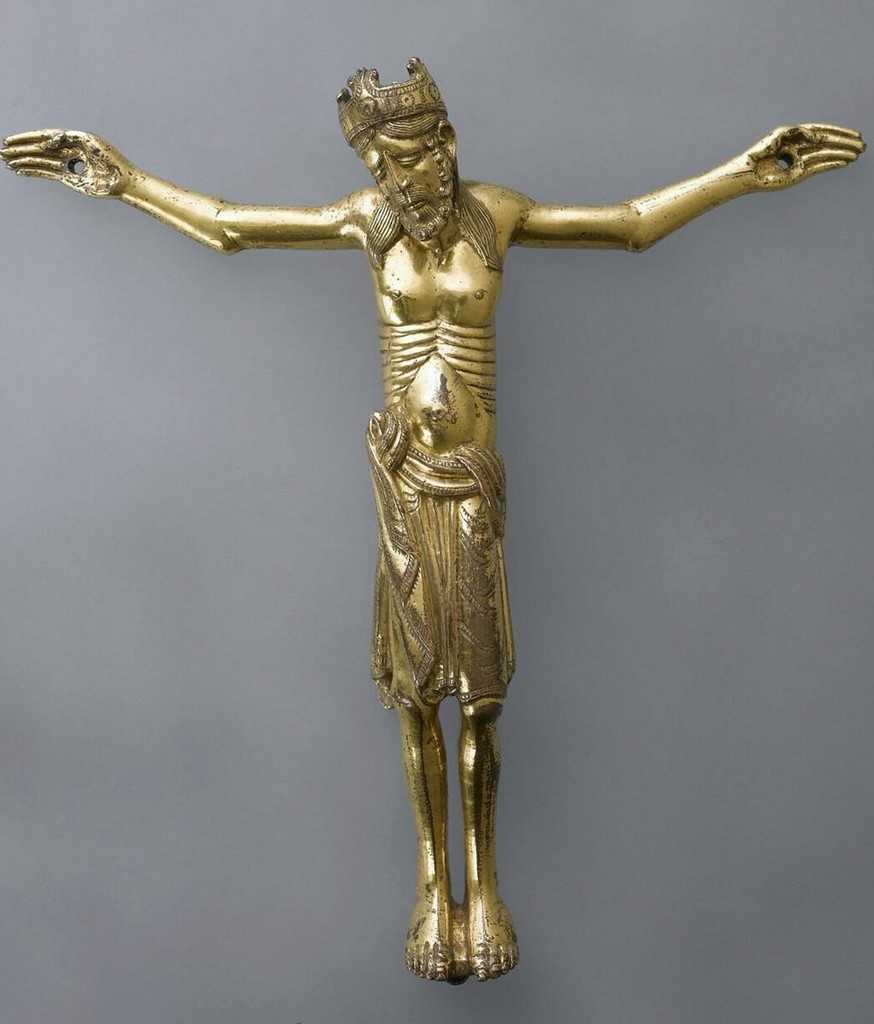 Figure d'applique Christ en croix Bronze doré vers 1140-1160 Bourgogne