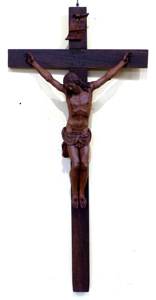 CRISTO CROCIFISSO in legno scolpito e dipinto in policromia