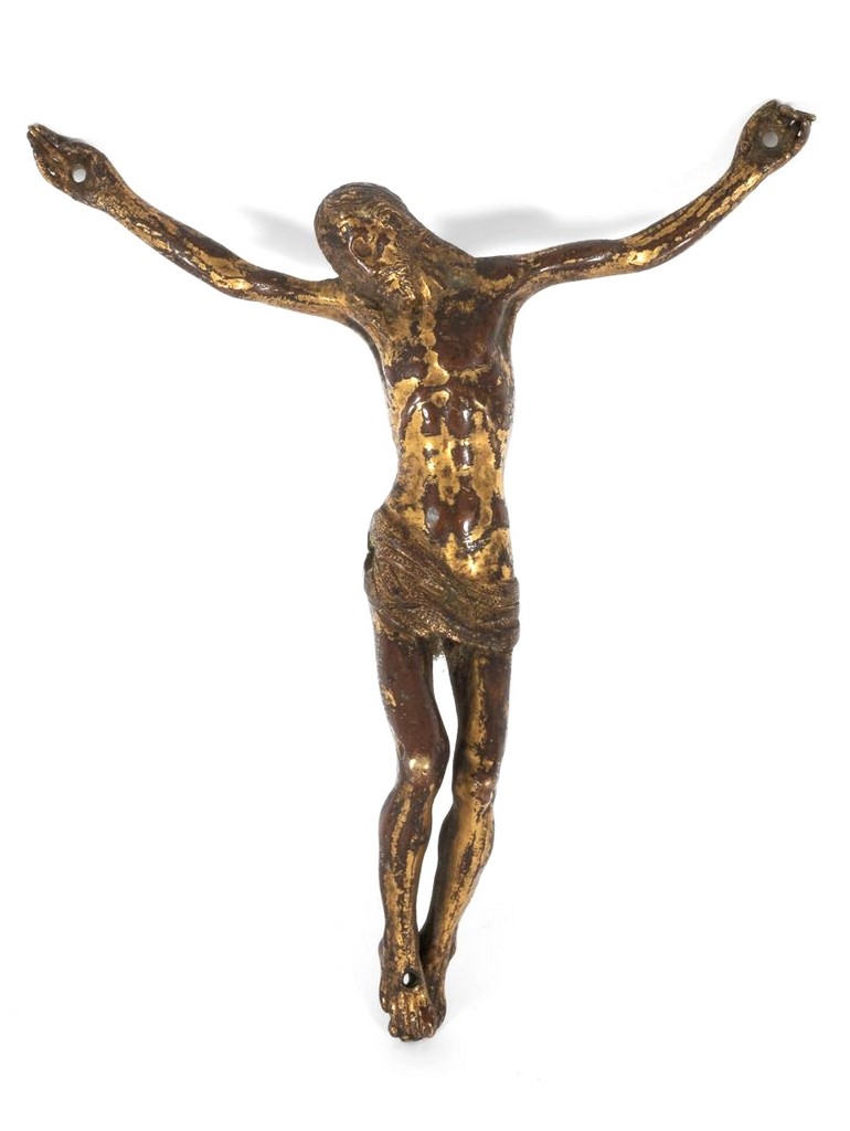 Christ en bronze à patine brune et verte