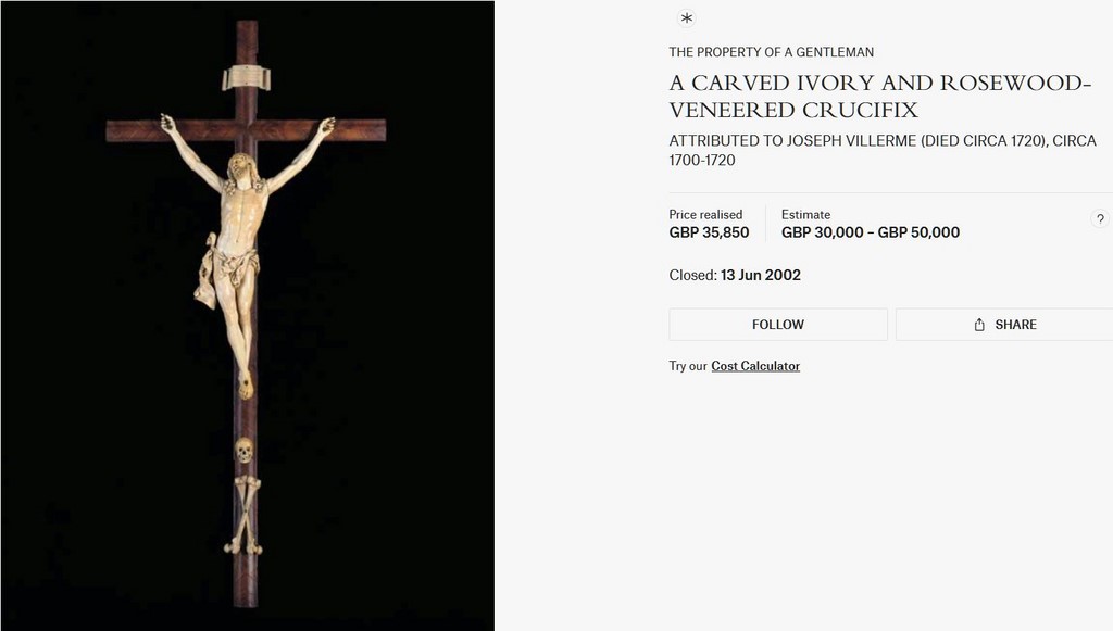 Le Crucifix en Ivoire vendu par Christie's