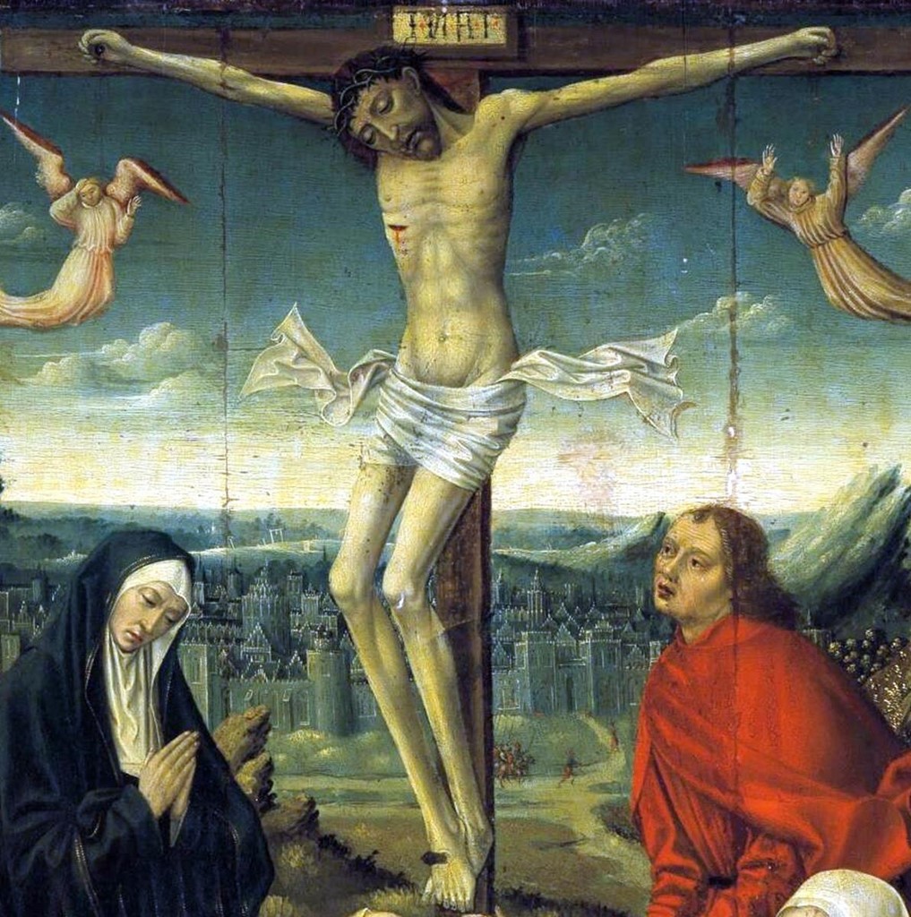 Christ en peuplier sculpté en ronde-bosse et polychromé Visage