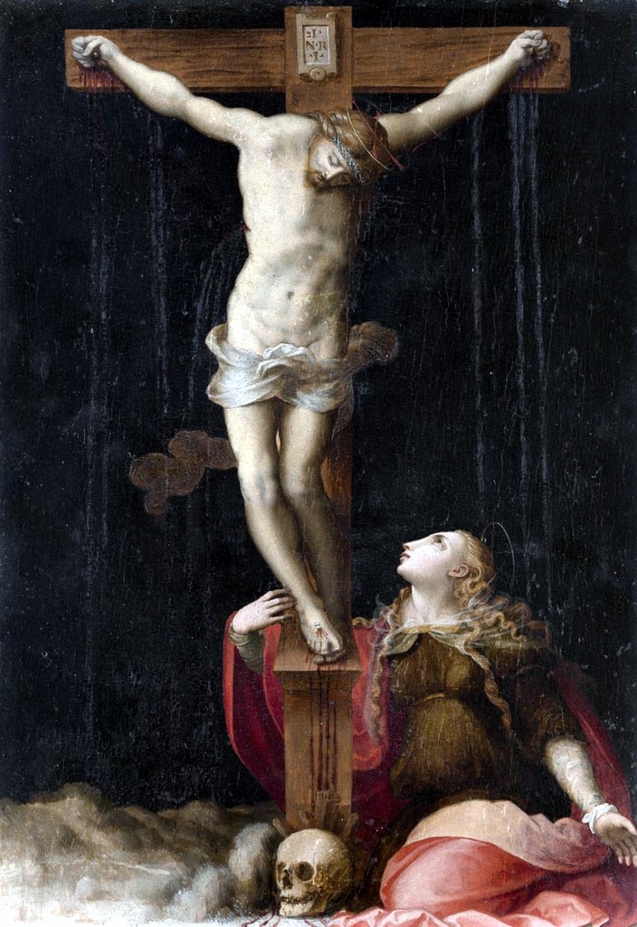Maestro attivo in Toscana nel secolo XVI Cristo in croce con la Maddalena Olio su tavola