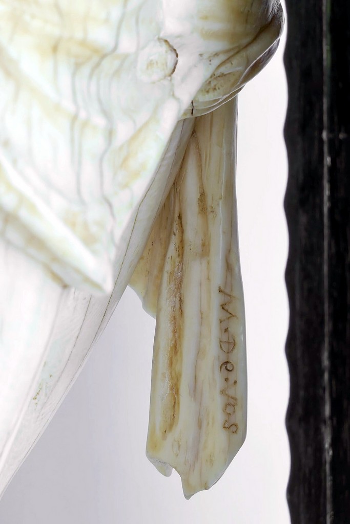  MARCUS DE VOS (1650-1717) Exceptionnel Christ en Croix Corpus Christi en ivoire sculpté signé à l'arrière du drapé