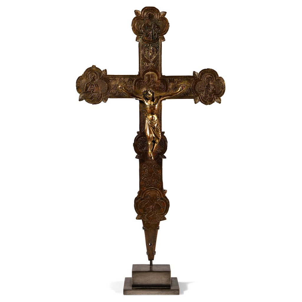 Medieval Gilt Bronze Processional Cross