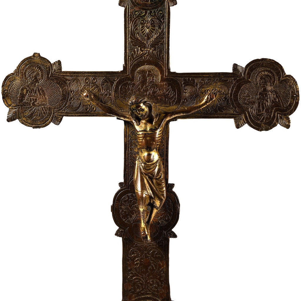 Medieval Gilt Bronze Processional Cross