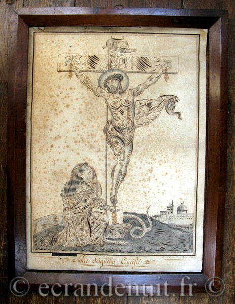 CALLIGRAPHIE DE LA CRUCIFIXION DATEE DE 1834 