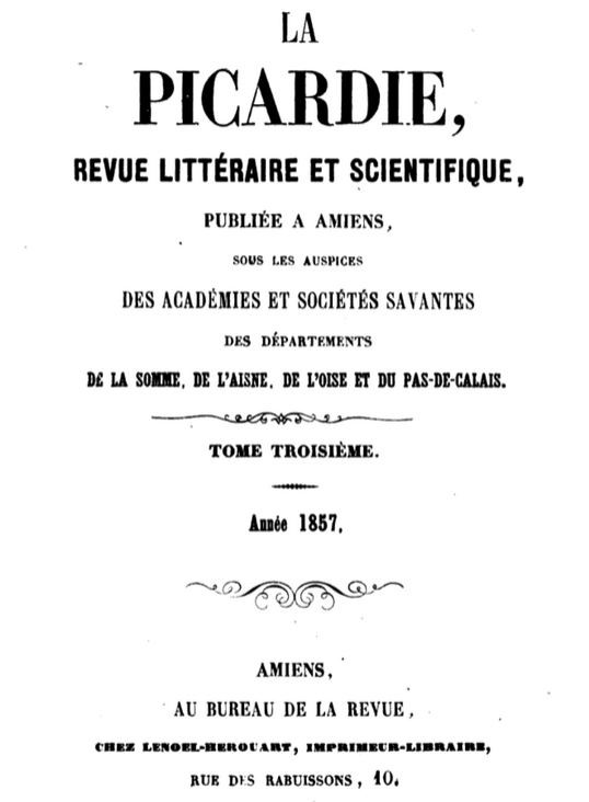 La Picardie Revue Littéraire et scientifique