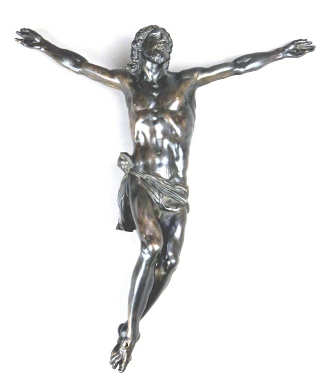 Christ en bronze argenté École Italienne du XVIIème siècle