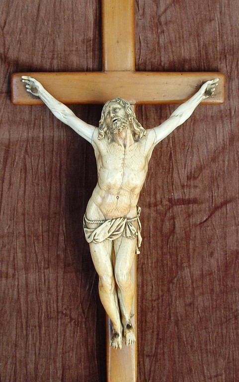 ECCEZIONALE CRISTO FRANCESE IN AVORIO SCOLPITO