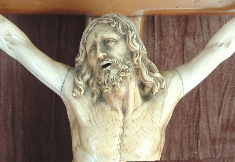 ECCEZIONALE CRISTO FRANCESE IN AVORIO SCOLPITO