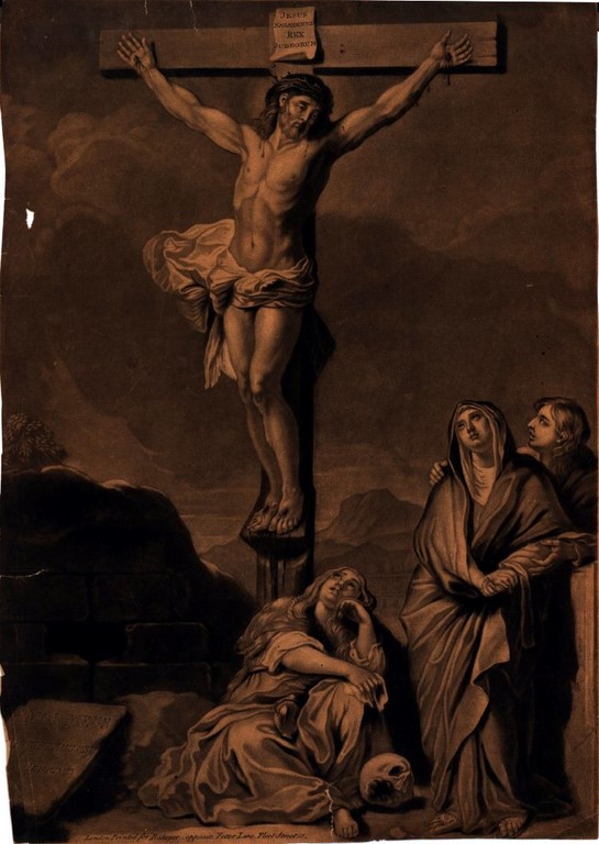 GRAVURE DE LA CRUCIFIXION D'APRES UN TABLEAU DE CHARLES LEBRUN