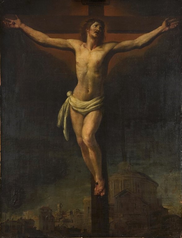 Ecole FRANCAISE vers 1650 Christ en croix Toile