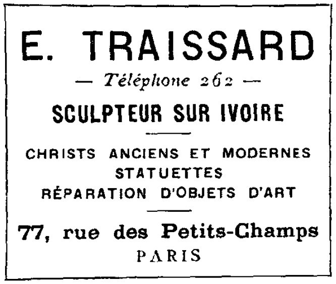 E. Traissard Ivoirier Sculpteur sur Ivoire