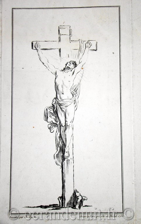 GRAVURE CHRISTIAN VON MECHEL CHRIST EN CROIX DESSIN CHARLES EISEN