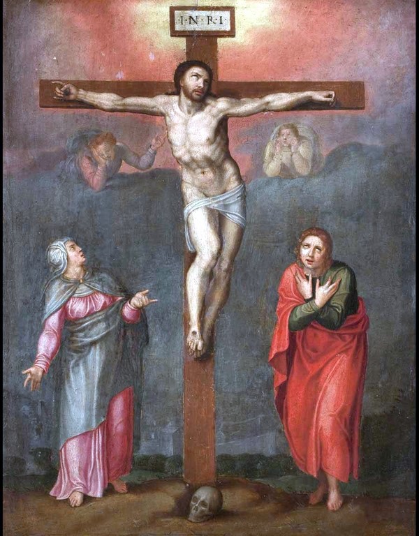 Tableau De La Crucifixion Attribué À L'Atelier De Marcello Venusti