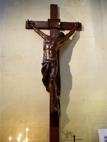 CHRIST EN CROIX 19E SIECLE SCULPTURE PEINTURE