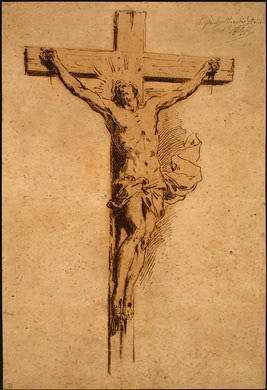 DESSIN CHRIST EN CROIX ALESSANDRO ALGARDI (1598-1654)