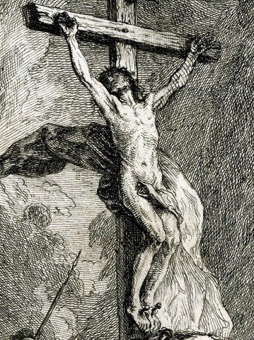 CHRIST EN CROIX SIGNE W. POMPE FECIT 1730