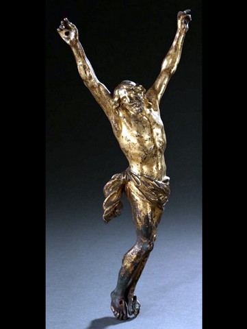 CHRIST en bronze doré aux bras élevés