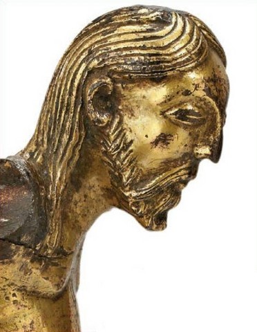 CHRIST EN BRONZE DORE - XIIE SIECLE - COLLECTION J.-J. MARQUET DE VASSELOT