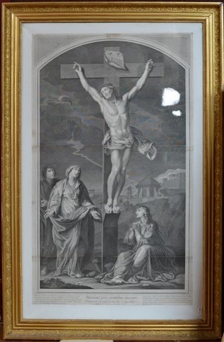 grande GRAVURE du Christ en croix