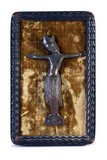 Christ en croix en bronze patiné médaille