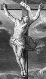 GRAVURE DE LA CRUCIFIXION DU 18E SIECLE DE BERNARD-FRANCOIS LEPICIE