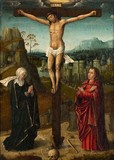 Crucifixion peinte sur panneau XVIe siècle Ecole de Bruges