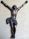 CHRIST EN BRONZE ARGENTE 17E SIECLE BRETON